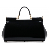 Dolce & Gabbana - Black Calf Leather Medium Sicily Shoulder Bag - Dolce & Gabbana Exclusive Luxury Collection