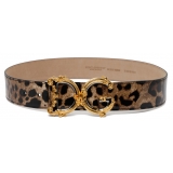 Dolce & Gabbana - Camel Brown Calf Leather DG Buckle Belt - Dolce & Gabbana Exclusive Luxury Collection