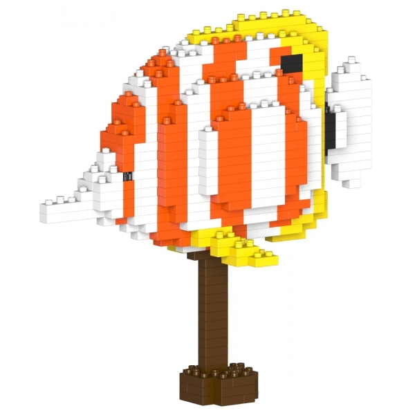 Jekca - Copper Banded Butterflyfish 01 - Big - Lego - Sculpture - Construction - 4D - Brick Animals - Toys