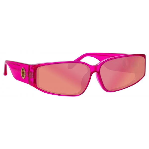 Linda Farrow - Occhiali da Sole Alexis Angolare in Rosa Neon - LFL1465C3SUN - Linda Farrow Eyewear