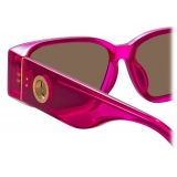 Linda Farrow - Occhiali da Sole Alexis Angolare in Rosa Neon - LFL1465C3SUN - Linda Farrow Eyewear