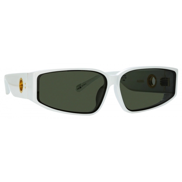 Linda Farrow - Occhiali da Sole Alexis Angolare in Bianco - Linda Farrow Eyewear