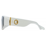 Linda Farrow - Alexis Angular Sunglasses in White - Linda Farrow Eyewear