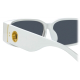 Linda Farrow - Alexis Angular Sunglasses in White - Linda Farrow Eyewear