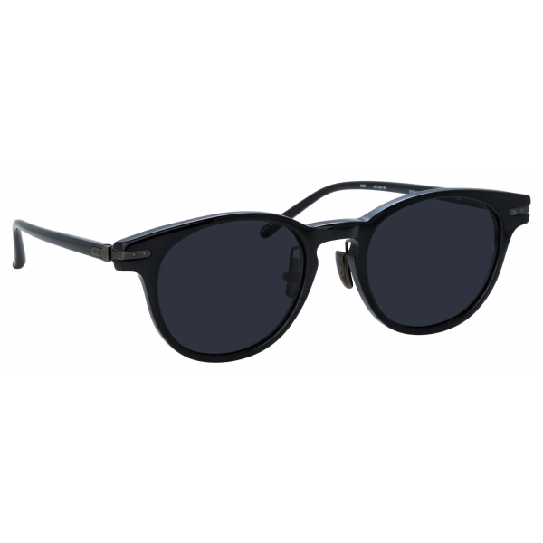 Linda Farrow - Bay D-Frame Sunglasses in Black and Matt Nickel (Asian Fit) - LF25AC17SUN - Linda Farrow