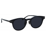 Linda Farrow - Bay D-Frame Sunglasses in Black and Matt Nickel (Asian Fit) - LF25AC17SUN - Linda Farrow