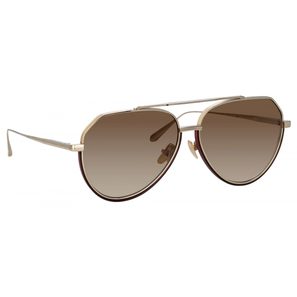 Linda Farrow - Bayer Aviator Sunglasses in Light Gold - LFL1472C2SUN - Linda Farrow Eyewear