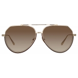 Linda Farrow - Bayer Aviator Sunglasses in Light Gold - LFL1472C2SUN - Linda Farrow Eyewear