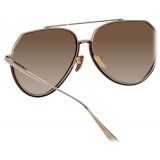 Linda Farrow - Bayer Aviator Sunglasses in Light Gold - LFL1472C2SUN - Linda Farrow Eyewear