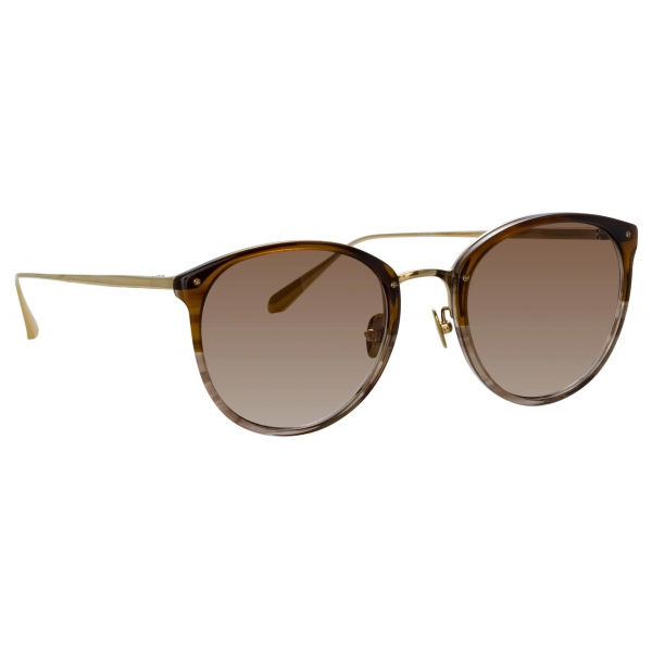 Linda Farrow - Calthorpe Oval Sunglasses in Caramel Horn - LFL251C96SUN - Linda Farrow Eyewear