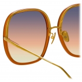 Linda Farrow - Celia Oversized Sunglasses in Orange - LFL1405C4SUN - Linda Farrow Eyewear