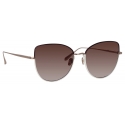 Linda Farrow - Eloise Cat Eye Sunglasses in Mocha and Light Gold - Linda Farrow Eyewear