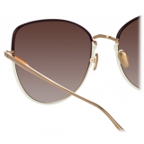 Linda Farrow - Eloise Cat Eye Sunglasses in Mocha and Light Gold - Linda Farrow Eyewear