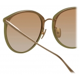 Linda Farrow - Occhiali da Sole Oversized Kings in Saggia - Linda Farrow Eyewear