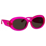 Linda Farrow - Lina Oval Sunglasses in Neon Pink - LFL1462C3SUN - Linda Farrow Eyewear