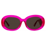 Linda Farrow - Lina Oval Sunglasses in Neon Pink - LFL1462C3SUN - Linda Farrow Eyewear