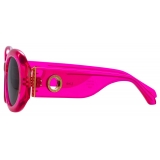 Linda Farrow - Lina Oval Sunglasses in Neon Pink - LFL1462C3SUN - Linda Farrow Eyewear