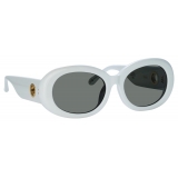 Linda Farrow - Lina Oval Sunglasses in White - LFL1462C4SUN - Linda Farrow Eyewear