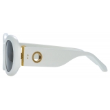 Linda Farrow - Lina Oval Sunglasses in White - LFL1462C4SUN - Linda Farrow Eyewear