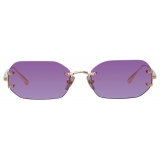 Linda Farrow - Magali Angular Sunglasses in Light Gold - LFL1477C2SUN - Linda Farrow Eyewear