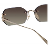 Linda Farrow - Magali Angular Sunglasses in Light Gold and Mocha - LFL1477C3SUN - Linda Farrow Eyewear