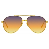 Linda Farrow - Marcelo Aviator Sunglasses in Yellow Gold - LFL1421C7SUN - Linda Farrow Eyewear