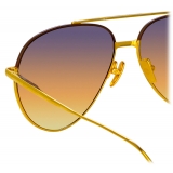 Linda Farrow - Marcelo Aviator Sunglasses in Yellow Gold - LFL1421C7SUN - Linda Farrow Eyewear