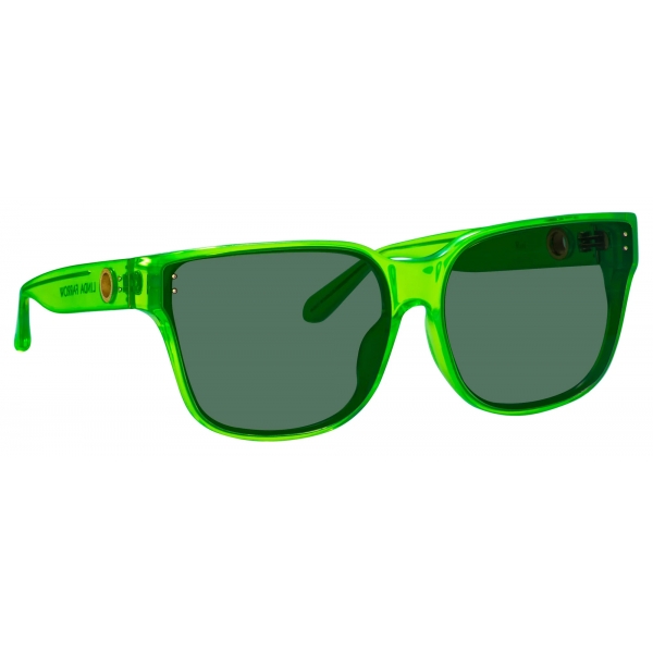 Linda Farrow - Rui Oversize Sunglasses in Neon Lime - LFL1467C3SUN - Linda Farrow Eyewear