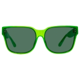 Linda Farrow - Occhiali da Sole Oversize Rui in Lime Neon - LFL1467C3SUN - Linda Farrow Eyewear