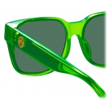 Linda Farrow - Rui Oversize Sunglasses in Neon Lime - LFL1467C3SUN - Linda Farrow Eyewear