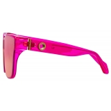 Linda Farrow - Occhiali da Sole Oversize Rui in Rosa Neon - LFL1467C2SUN - Linda Farrow Eyewear