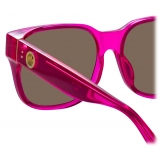 Linda Farrow - Occhiali da Sole Oversize Rui in Rosa Neon - LFL1467C2SUN - Linda Farrow Eyewear