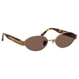 Linda Farrow - Sadie Oval Sunglasses in Light Gold - LFL1469C3SUN - Linda Farrow Eyewear