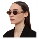 Linda Farrow - Sadie Oval Sunglasses in Light Gold - LFL1469C3SUN - Linda Farrow Eyewear