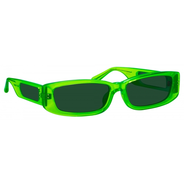 Linda Farrow - Occhiali da Sole Rettangolari Talita in Lime Neon - LFL1419C8SUN - Linda Farrow Eyewear