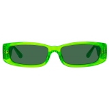 Linda Farrow - Talita Rectangular Sunglasses in Neon Lime - LFL1419C8SUN - Linda Farrow Eyewear