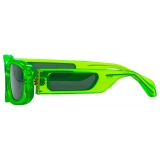 Linda Farrow - Occhiali da Sole Rettangolari Talita in Lime Neon - LFL1419C8SUN - Linda Farrow Eyewear