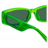 Linda Farrow - Occhiali da Sole Rettangolari Talita in Lime Neon - LFL1419C8SUN - Linda Farrow Eyewear