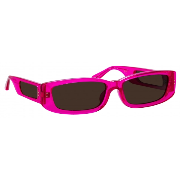 Linda Farrow - Occhiali da Sole Rettangolari Talita in Rosa Neon - LFL1419C7SUN - Linda Farrow Eyewear