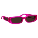 Linda Farrow - Occhiali da Sole Rettangolari Talita in Rosa Neon - LFL1419C7SUN - Linda Farrow Eyewear