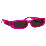 Linda Farrow - Occhiali da Sole Rettangolari Talita in Rosa Neon - LFL1419C7SUN - Linda Farrow Eyewear