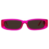 Linda Farrow - Occhiali da Sole Rettangolari Talita in Rosa Neon - LFL1419C7SUN - Linda Farrow Eyewear