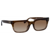 Linda Farrow - Yoan Angular Sunglasses in Caramel Horn - LFL1482C4SUN - Linda Farrow Eyewear