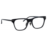 Linda Farrow - Cove D-Frame Optical Glasses in Black and Matt Nickel (Asian Fit) - LF81AC5OPT - Linda