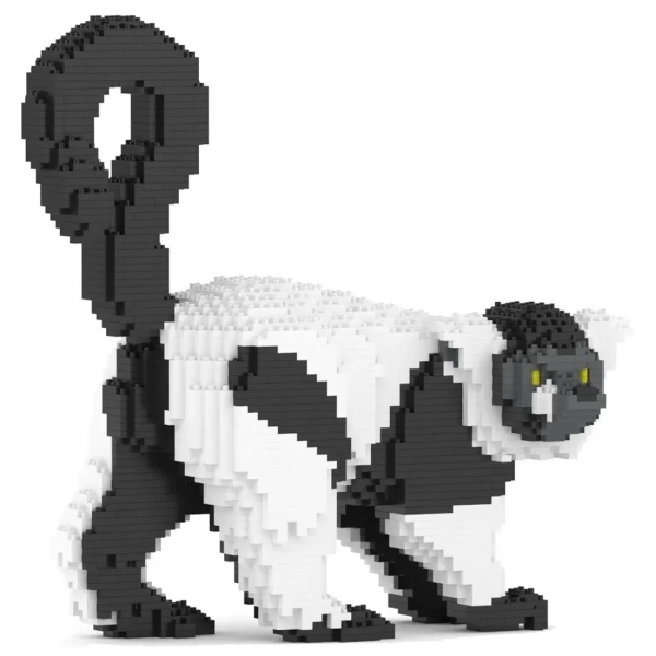 Jekca - Black and White Lemur 01 - Big - Lego - Scultura - Costruzione - 4D - Animali di Mattoncini - Toys