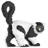 Jekca - Black and White Lemur 01 - Big - Lego - Sculpture - Construction - 4D - Brick Animals - Toys