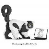 Jekca - Black and White Lemur 01 - Big - Lego - Sculpture - Construction - 4D - Brick Animals - Toys