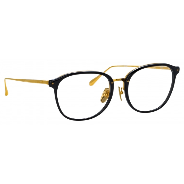 Linda Farrow - Occhiali da Vista Park D-Frame in Nero e Oro Giallo - LFL1483C1OPT - Linda Farrow Eyewear