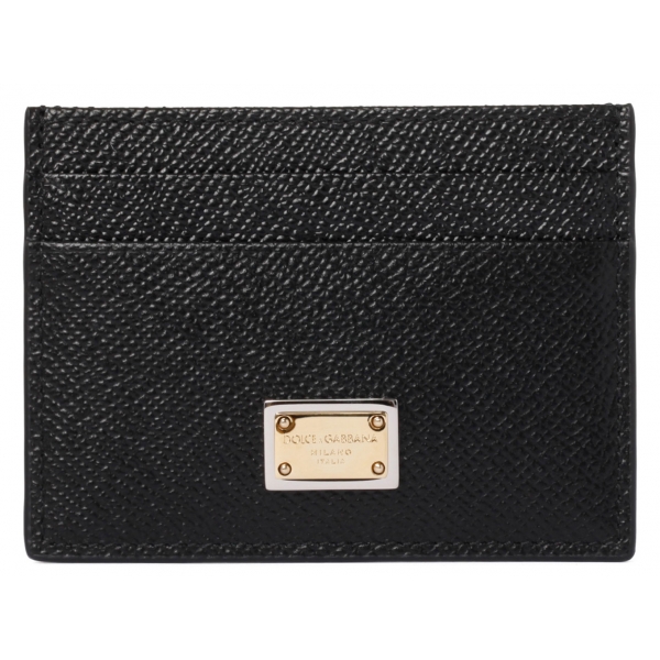 Dolce & Gabbana - Black Calf Leather Logo Cardholder - Dolce & Gabbana Exclusive Luxury Collection