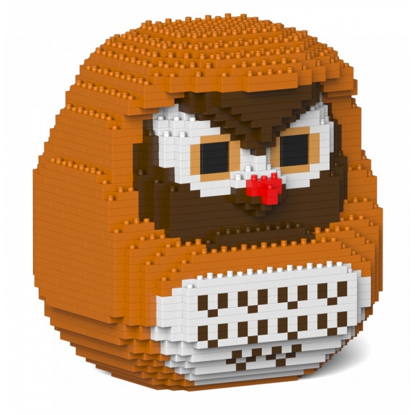 Jekca - Owl Daruma Doll 01 - Big - Lego - Sculpture - Construction - 4D - Brick Animals - Toys